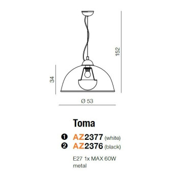 Lampa loft wisząca TOMA L czarna AZ2376 - Azzardo