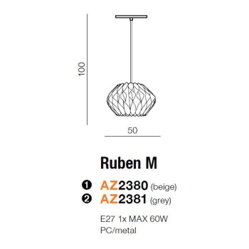 Lampa wisząca nowoczesna RUBEN M beżowa AZ2380 - Azzardo