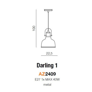 Lampa loft wisząca DARLING 1 czarna AZ2409 - Azzardo