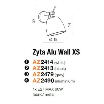 Kinkiet nowoczesny ZYTA XS biały AZ2414 - Azzardo