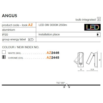 Kinkiet nowoczesny ANGUS chrom AZ2445 - Azzardo