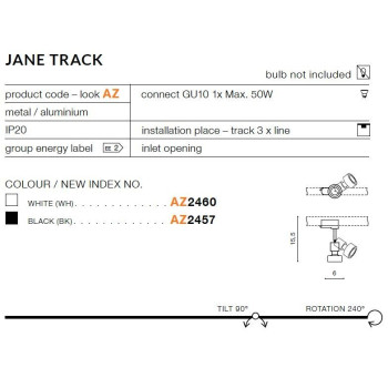 Oprawa szynowa JANE TRACK 3F czarna AZ2457 - Azzardo