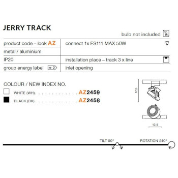 Oprawa szynowa JERRY TRACK 3F czarna AZ2458 - Azzardo