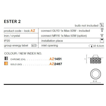 Oprawa wpuszczana okrągła ESTER 2 AZ2467 - Azzardo