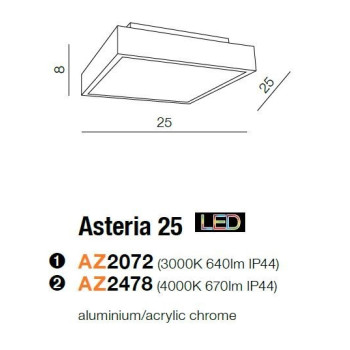 Plafon nowoczesny ASTERIA 25 chrom AZ2478 - Azzardo