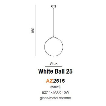 Lampa wisząca nowoczesna WHITE BALL 25 biała AZ2515 - Azzardo