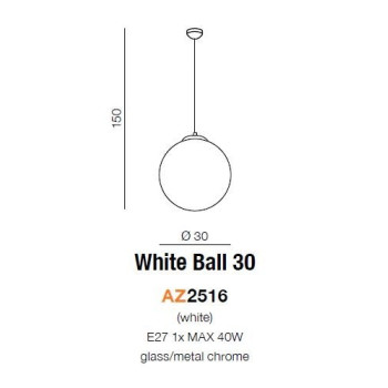 Lampa wisząca nowoczesna WHITE BALL 30 biała AZ2516 - Azzardo