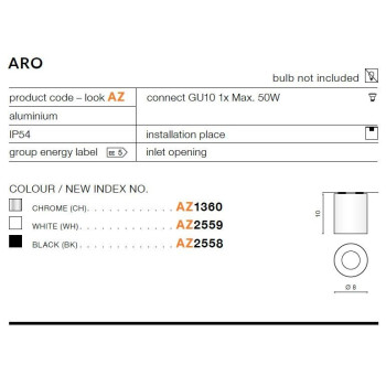 Oprawa sufitowa ARO czarna AZ2558 - Azzardo