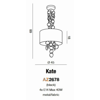 Lampa wisząca nowoczesna KATE czarna AZ2678 - Azzardo