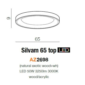 Plafon nowoczesny drewniany SILVAM 65 brązowy AZ2698 - Azzardo