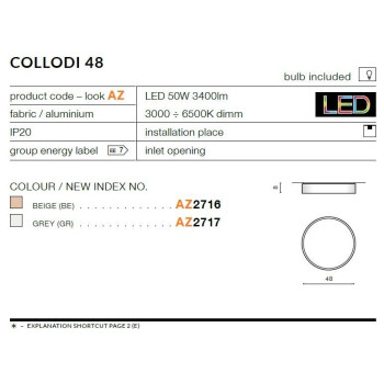 Plafon COLLODI 48 CCT szary AZ2717 - Azzardo