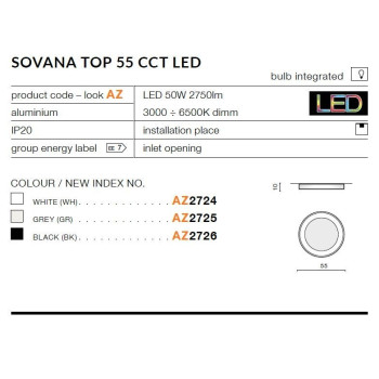 Plafon nowoczesny SOVANA 55 CCT biały AZ2724 - Azzardo