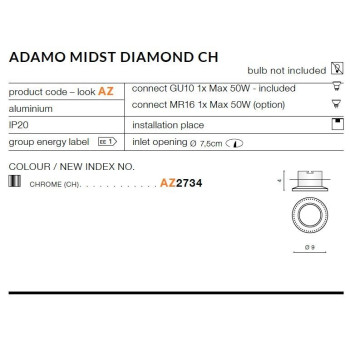 Oprawa wpuszczana okrągła ADAMO MIDST chrom AZ2734 - Azzardo