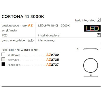 Plafon nowoczesny CORTONA 41 szary AZ2735 - Azzardo