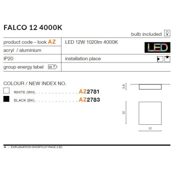 Oprawa sufitowa FALCO 12 biała AZ2781 - Azzardo