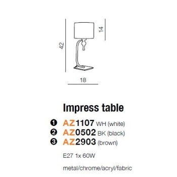 Lampa stołowa IMPRESS brązowa AZ2903 - Azzardo