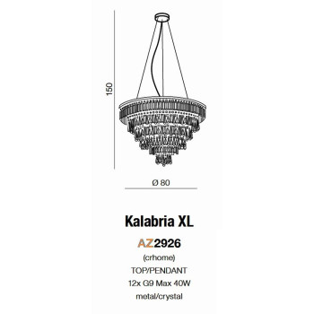 Lampa kryształowa wisząca KALABRIA XL chrom AZ2926 - Azzardo