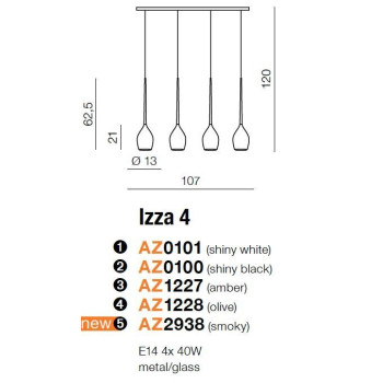 Lampa wisząca nowoczesna IZZA 4 czarna AZ2938 - Azzardo