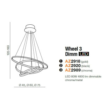 Lampa wisząca RING WHEEL 3 chrom AZ2989 - Azzardo