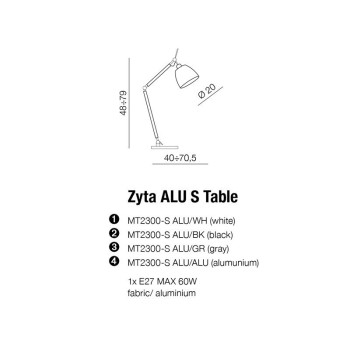 Lampa stołowa ZYTA S TABLE ALU/GR AZ2307 – Azzardo