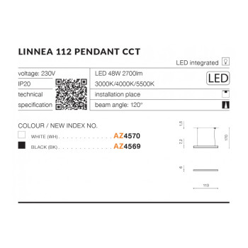 Lampa wisząca nowoczesna Linnea 112 Pendant CCT AZ4570 - Azzardo