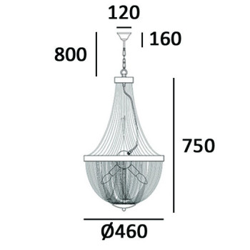 Lampa kryształowa wisząca ROMA P04543BK - Cosmo Light