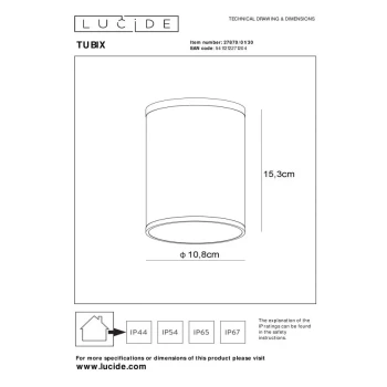 Lampa sufitowa zewnętrzna TUBIX 27870/01/30 - Lucide