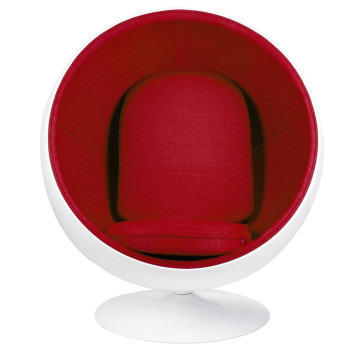 Fotel BALL biało-czerwony - włókno szklane, wełna JH-066.CZERWONY - King Home