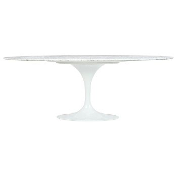 Stół TULIP ELLIPSE MARBLE biały - blat owalny marmurowy, metal RT-335V - King Home