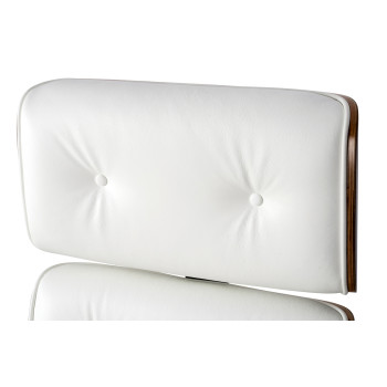 Fotel biurowy LOUNGE BUSINESS biały - sklejka orzech,włoska skóra naturalna, stal polerowana YS-6809.WHITE.WALNUT - King Home