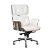 Fotel biurowy LOUNGE BUSINESS biały - sklejka orzech,włoska skóra naturalna, stal polerowana YS-6809.WHITE.WALNUT - King