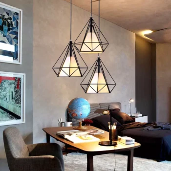 Lampa loft Diament okrągłe mocowanie świetna do salonu 3xE27 500 - Decorativi
