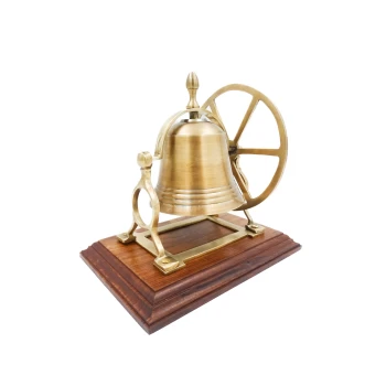 Mosiężny Dzwon obrotowy na drewnianej podstawie MX2677B -GD
