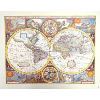 Mapa Świata Retro - John Speed, 1651 r. M1651 -GD