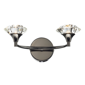 Luther Double Wall Bracket complete with Crystal Glass Black Chrome