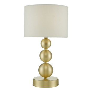 Paige Table Touch Lamp Brushed Gold C/W Cream Cotton Shade