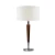 Viking Table Lamp Polished Chrome & Dark Wood complete with Cream Linen Shade VIK1333
