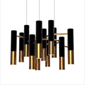 Lampa designerska wisząca GOLDEN PIPE-13 czarno-złota ST-5719-13 - Step Into Design