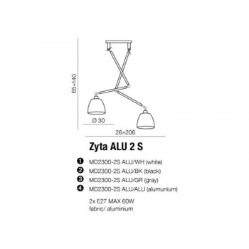 Lampa wisząca ZYTA 2 S ALU/ALU AZ2301 – Azzardo