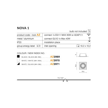 Oprawa do wbudowania NOVA czarna AZ2869 - Azzardo