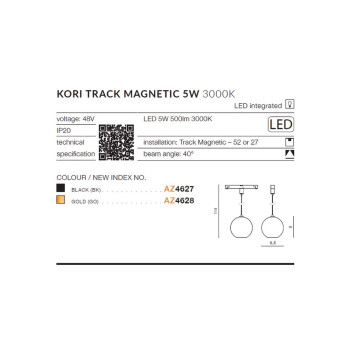 Lampa wisząca Kori Track Magnetic 5W 3000K (gold) AZ4628 - Azzardo