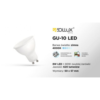 Żarówka Moduł LED GU10 4000K 7W 530lm SL.0973 - Sollux