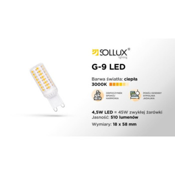 Żarówka Moduł LED G9 3000K 4,5W 450lm SL.0974 - Sollux
