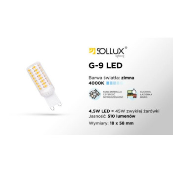 Żarówka Moduł LED G9 4000K 4,5W 460lm SL.0975 - Sollux