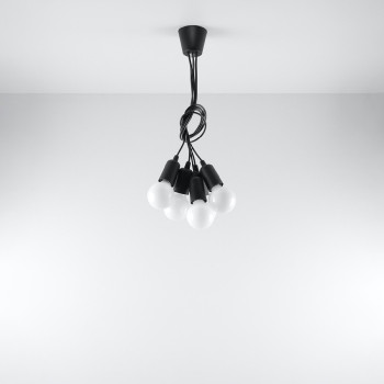 Lampa wisząca DIEGO 5 czarna SL.0574 - Sollux