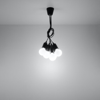 Lampa wisząca DIEGO 5 czarna SL.0574 - Sollux