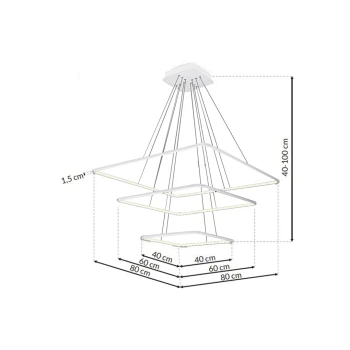Lampa nad stół wisząca RING NIX kwadraty LED WHITE ML515 Milagro