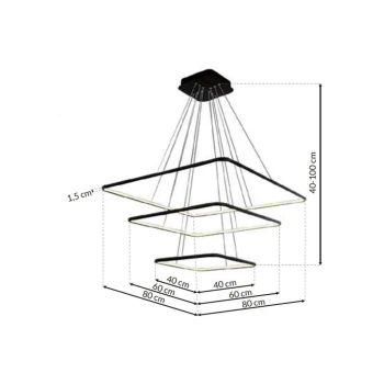 Lampa nad stół wisząca RING NIX kwadraty LED BLACK ML519 Milagro