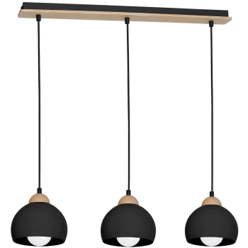 Lampa nad stół drewniana wisząca DAMA BLACK 3xE27 MLP6550-Milagro