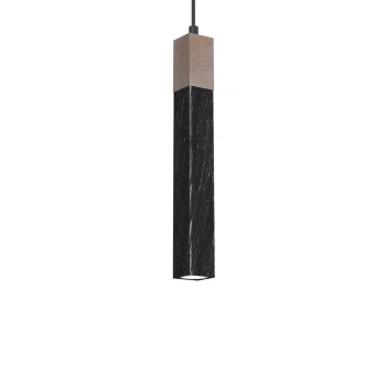 Lampa wisząca nowoczesna SOLO SAWN BLACK - PATINATED WOOD 1x mini GU10 MLP7469-Milagro